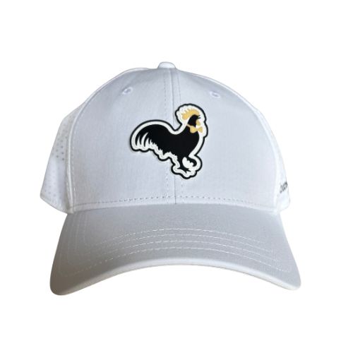 Relaxed White Performance Hat Black & Gold logo