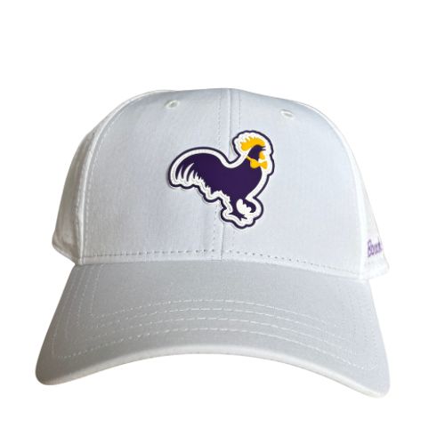 Relaxed White Performance Hat Purple & Gold Accents